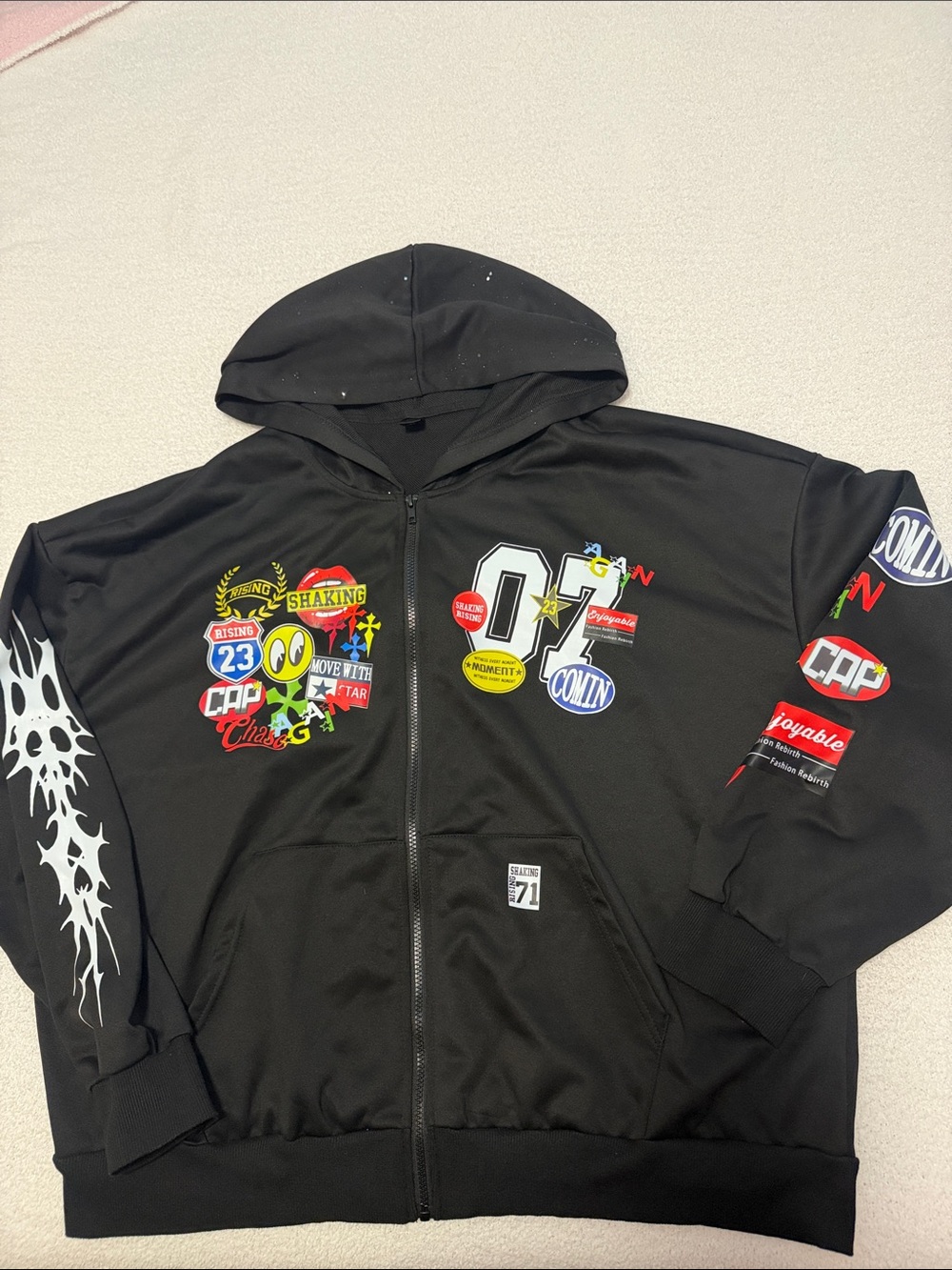 Mens Graphic ROMWE Hoodie Y2k Style Zip Up Hooded Sweatshirt Jacket
